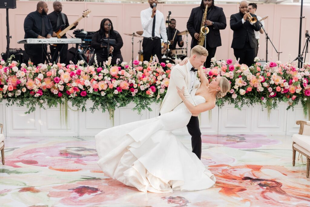 bride and groom dance at carillon wedding at the meeting house