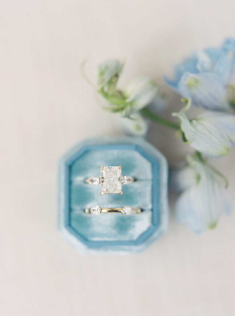 beautiful bridal rings at garden wedding at carillon 