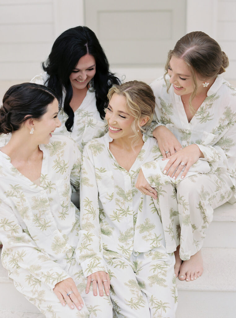 bride with her bridesmaids at garden wedding at carillon 