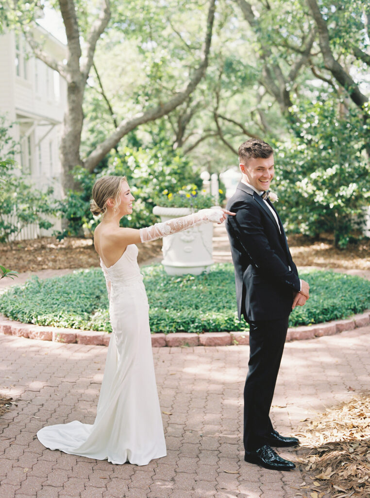 first looks at garden wedding at carillon 