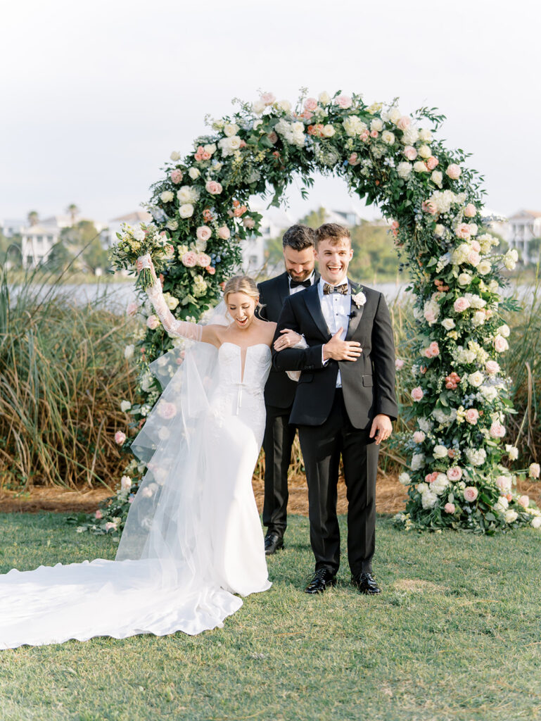 just married at garden wedding at carillon 