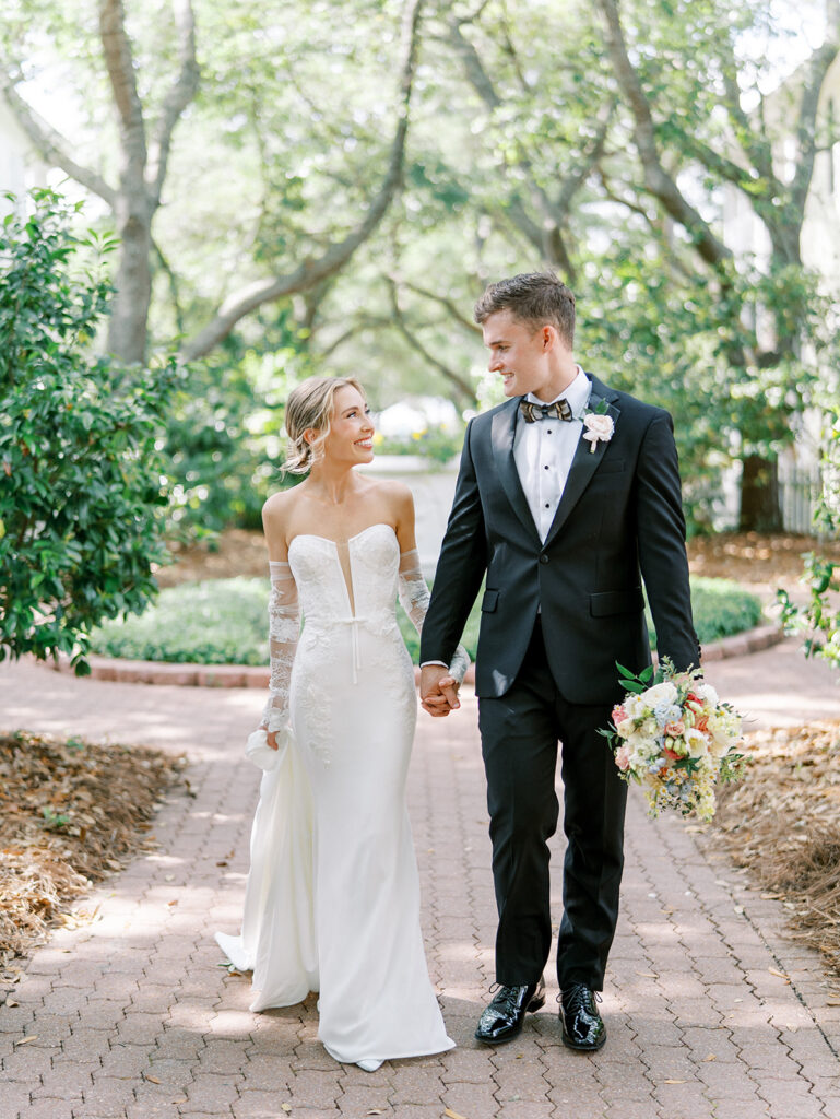 newly weds at garden wedding at carillon 