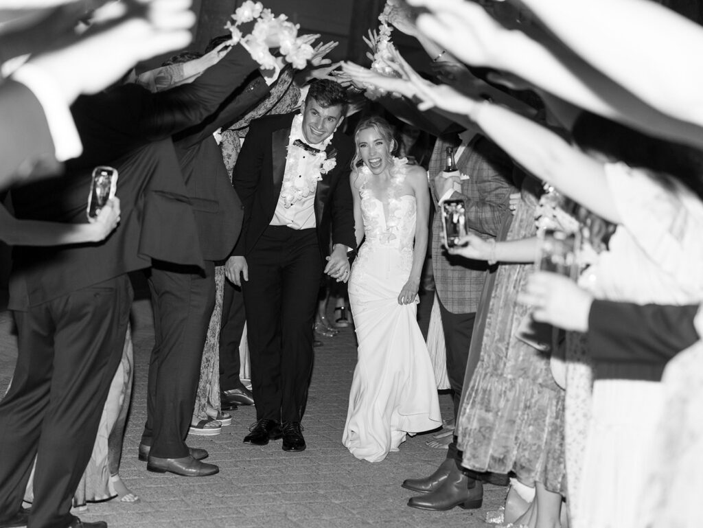 bride and groom send off at garden wedding at carillon 