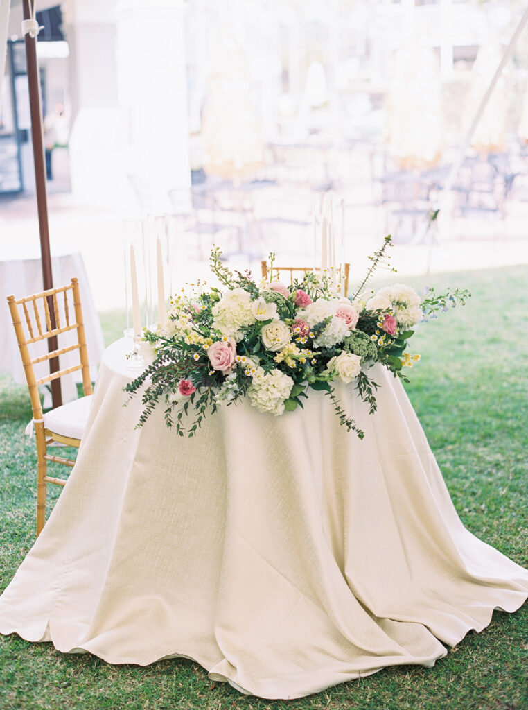 floral table details at garden wedding at carillon 