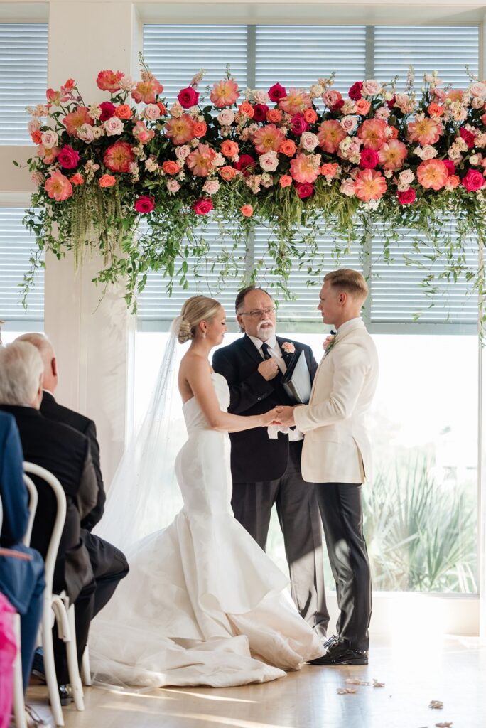 beautiful floral design at coastal wedding at carillon