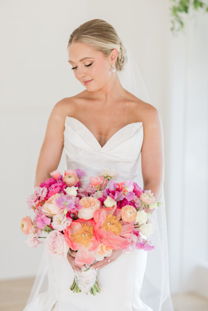 pink floral details and dress details