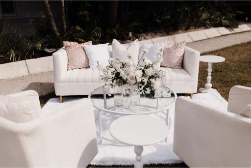 cute outdoor set up for seaside Florida wedding