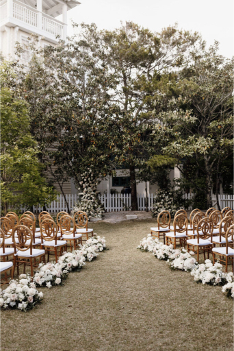 ceremony space at seaside wedding