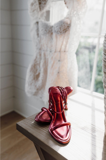 shoe details at the court seaside wedding