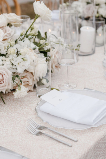 close up of the table set up at Florida wedding