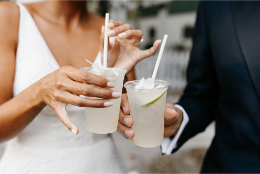 fresh looking drinks at seaside wedding