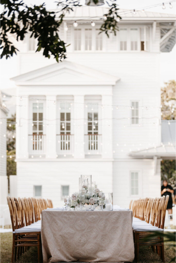 seaside wedding details at the court