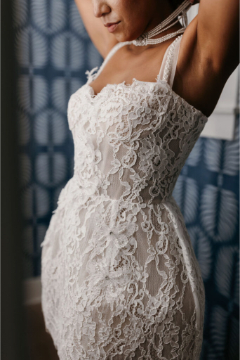 up close stunning wedding dress details seaside wedding